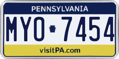 PA license plate MYO7454