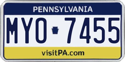 PA license plate MYO7455
