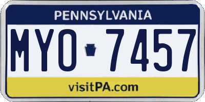 PA license plate MYO7457