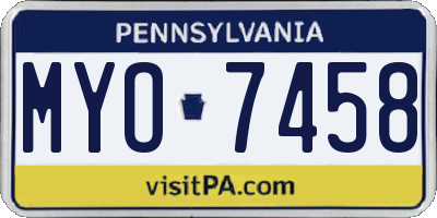 PA license plate MYO7458