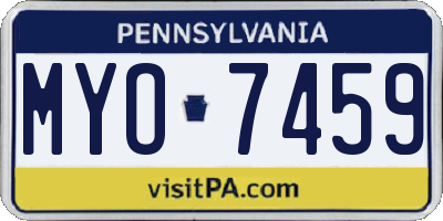 PA license plate MYO7459