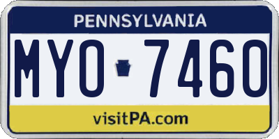 PA license plate MYO7460