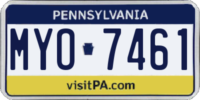 PA license plate MYO7461