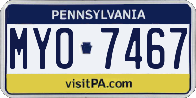 PA license plate MYO7467