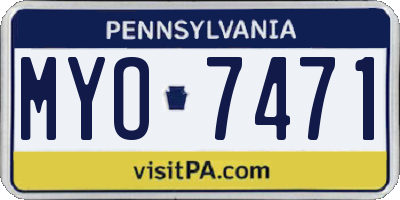 PA license plate MYO7471