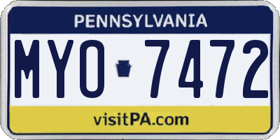PA license plate MYO7472