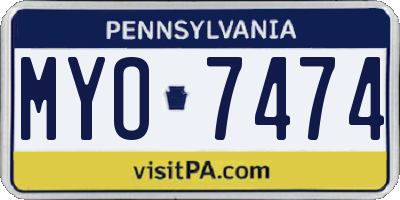 PA license plate MYO7474