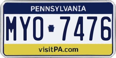 PA license plate MYO7476