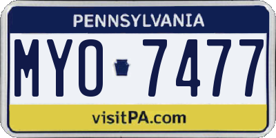 PA license plate MYO7477