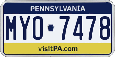 PA license plate MYO7478