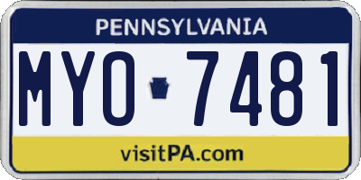 PA license plate MYO7481