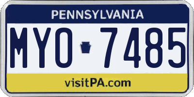 PA license plate MYO7485