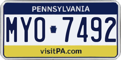 PA license plate MYO7492