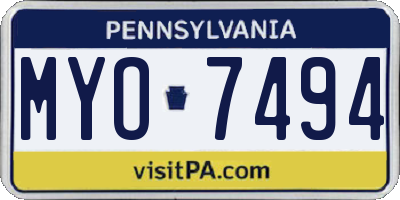 PA license plate MYO7494