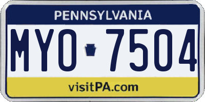 PA license plate MYO7504