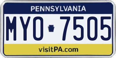 PA license plate MYO7505