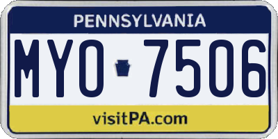 PA license plate MYO7506
