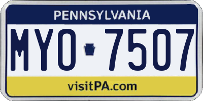 PA license plate MYO7507