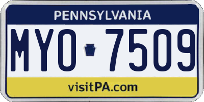 PA license plate MYO7509