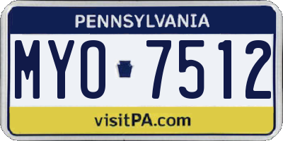 PA license plate MYO7512
