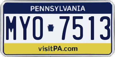 PA license plate MYO7513