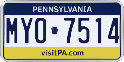PA license plate MYO7514