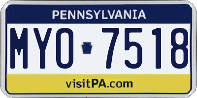 PA license plate MYO7518