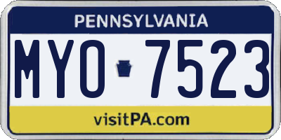 PA license plate MYO7523