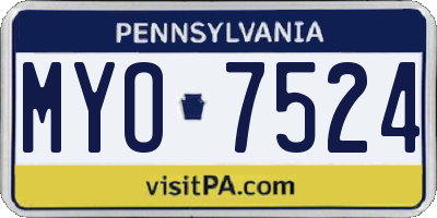 PA license plate MYO7524