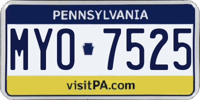 PA license plate MYO7525