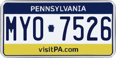 PA license plate MYO7526