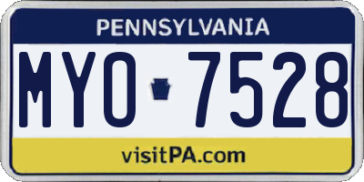PA license plate MYO7528