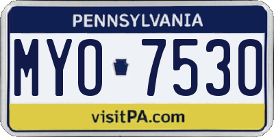 PA license plate MYO7530