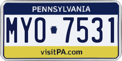PA license plate MYO7531