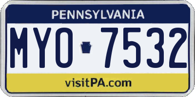 PA license plate MYO7532