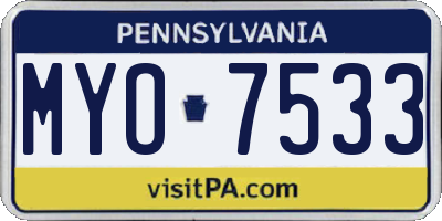 PA license plate MYO7533
