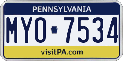 PA license plate MYO7534