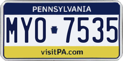 PA license plate MYO7535