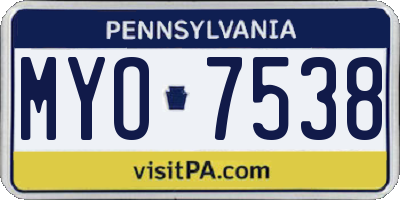 PA license plate MYO7538