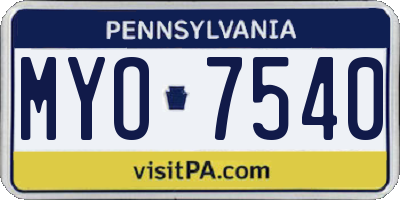 PA license plate MYO7540