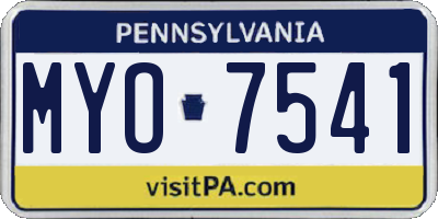 PA license plate MYO7541
