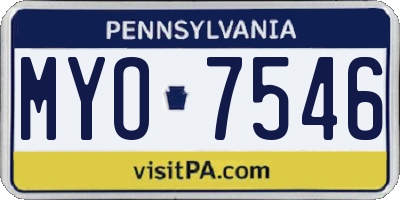 PA license plate MYO7546
