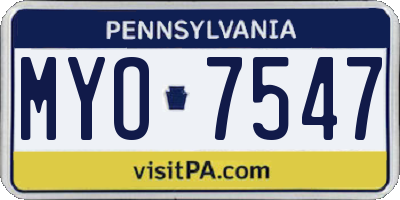 PA license plate MYO7547