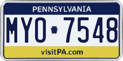 PA license plate MYO7548