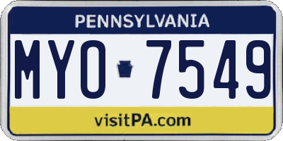 PA license plate MYO7549