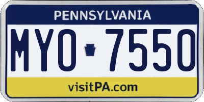 PA license plate MYO7550