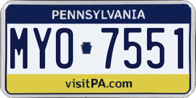 PA license plate MYO7551