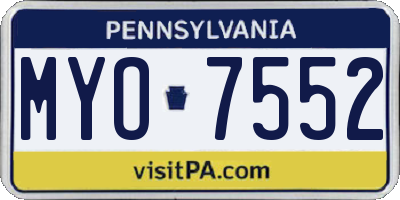 PA license plate MYO7552