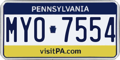 PA license plate MYO7554