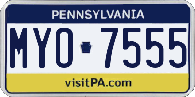 PA license plate MYO7555